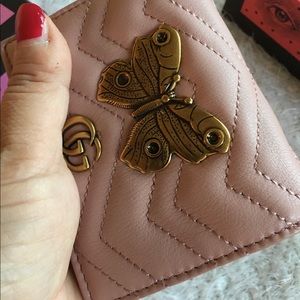 Gucci pink Butterfly bifold Wallet